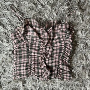 Marc Jacobs Pink and Black Plaid Camisole